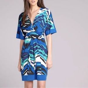 Bcbgmaxazria Kaitlin Blue Abstract Print Dress Size S